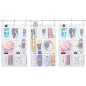 Lifewit Mesh Shower Caddy, 7 Pockets Hanging Shower Organizer with Quick Drying Mesh, Portable Space Saving Bathroom Organizer to Hold Soap, Shampoo and Cruise Ship Essentials, White, Medium - 3 Pack (17" x 25.6")