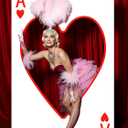 6 ft Large Casino Theme Party Decoration Poker PVC Cardboard Backdrop Ace of Hearts Stand up Sign, Casino Photo Props Las Vegas Game Night Birthday Party Decoration, Playing Cards Themed Backdrop (White)