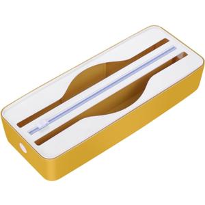 2-in-1 Plastic Wrap Dispenser with Slide Cutter, Foil Dispenser with Cutter Suitable for Plastic Wrap, Aluminum Foil and Wax Paper, Kitchen Cutter, Compatible with 12" Roll (Yellow)