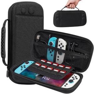 2 x TIGOJH Carrying Case compatible with Nintendo Switch 2 (2025), Switch 2 hard travel case, Nintendo Switch 2 carry case with 10 game cartridges and pocket for Switch 2 Accessories,Black