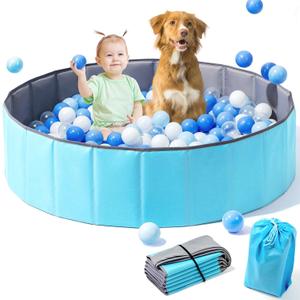 Hikiddy Large Ball Pit for Toddlers - 44in Baby Ball Pool with Playmat, Hold Over 1000 Balls, Foldable Play Pit for Kids Dogs Indoor and Outdoor Games, Party Toys Gifts, Balls Not Include (Blue)