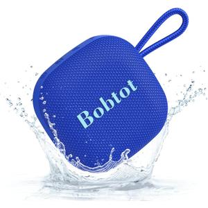 Bobtot Portable Wireless Bluetooth Speakers - IPX7 Waterproof Small Shower Speaker with 16 Hours Playtime, Loud Stereo Sound, Built-in Mic, TWS, Mini Size with Carry Lanyard for Outdoor, Blue