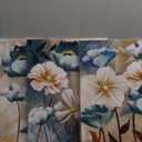 SERIMINO 3 Piece Lotus Flower Canvas Wall Art for Living Room, Blue Floral Picture Wall Decor for Dining Room Bedroom, Art Print Painting for Home Decorations 12"X16" (White and Indigo Blue Lotus)