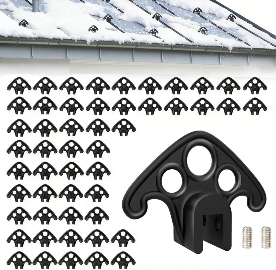 52 Pack Snow Guards for Metal Roofs, Ice & Snow Guard Blocks for Standing Seam Roofs Under 1/2 Inch Width, Includes Set Screws, Plastic Snow Stops Prevent Ice Dams & Damage