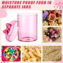 Meanplan 2 Pack Pink Bow Glass Storage Containers with Airtight Lid 30 oz Cute Food Storage Jars Organizers for Overnight Oats, Kitchen Cookies, Coffee Beans, Dry Goods, Candy, Tea