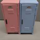 2 Mini Locker with Lock & Keys, Metal Small Locker for Desktop, Girls Lockbox Desktop Storage Organizer, Money Safe and Cash Lock Box for Girls Safe (Pink & Blue)