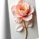 Framed 3D Peach Peony Floral Canvas Wall Art plant Wall Decor pictures Elegant Flower Poster Prints for Living Room Bedroom Bathroom Modern Home Decoration