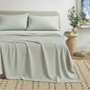 Great Bay Home Cotton Jersey Knit Full Sheet Set - Ultra-Soft, Stretchy, Heathered Melange Green Bed Sheets - Cozy, Soft T-Shirt Sheet & Pillowcase Set