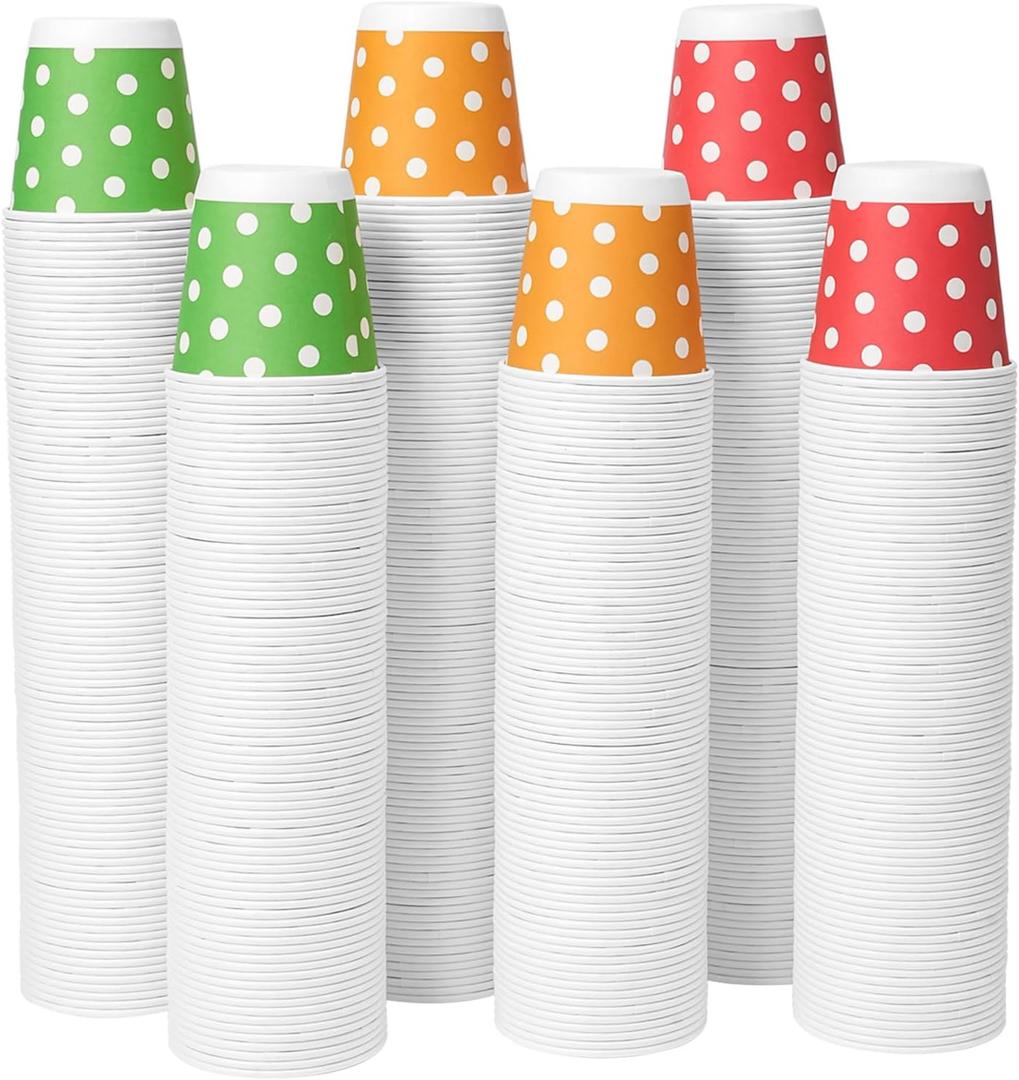 Tamone 600 Pack 3 oz Paper Cups, Small Bathroom Cups, Disposable Cups, Mini Paper Cups Dot Design, Red, Green, Yellow Mouthwash Cups for Party, Picnic, BBQ, Travel, Home and Event Tamone 600 Pack 3 oz Paper Cups, Small Bathroom Cups, Disposable Cups, Mini Paper Cups Dot Design, Red, Green, Yellow Mouthwash Cups for Party, Picnic, BBQ, Travel, Home and Event