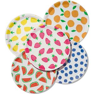 3 x Coterie Fruit Paper Plates (Set of 10 Small Plates) - Cute Party Plates for Summer Picnic, Tutti Fruitti Party, Kids Birthday - Fruit Party Decorations | 7.25 Cute Paper Plates | 2 of Each Design