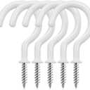 Cup Screw Hooks,1-1/2 Vinyl Coated Ceiling 45 Pack Screw in Hooks Plant Hanger Wind Chimes Kitchen Cup Hooks Great for Hanging Indoor & Outdoor Use(White)