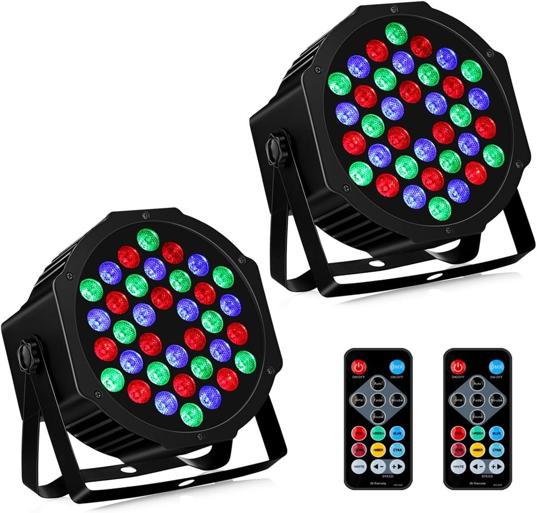 36LEDs RGB Stage Lights 2Pack - 36W Par Lights Sound Activated Remote & DMX Control by Corded Electric Uplights for Events Wedding Club Band Music Dance Show DJ Party Lighting