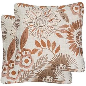 Mika Home Pack of 2 Decorative Throw Pillows Cases Cushion Cover for Sofa Couch Bed,Sunflower Pattern,20x20 Inches,Brown Cream