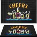 Preboun Bar Mat 12 x 18 Inch with Fluorescent Pattern Thick Rubber Non Slip Spill Mats Countertop Entertaining Vibrant Bar Mat for Coffee Station Kitchen Restaurant