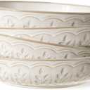 Artena Pasta Bowls, 50oz Large Salad Serving Bowls, 9.75'' Plates Bowls Set of 4, Big White Ceramic Soup Bowls for Kitchen, Embossment Shallow Dinner Bowl, Microwave Dishwasher Safe, Wheat Leaf