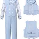 DISAUR Boys Suits Toddler Tuxedo Suit Wedding Ring Bearer Outfit Vest Pants Dress Shirt Bowtie Boutonniere for 5-6 Years