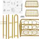 Oasis Creations Toilet Paper Holder Tissue Rack Stand with Magazine Toilet Roll Storage Basket- Freestanding, Gold Metal