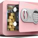 Small Safes for Home Small Safe Box Mini Safe with Coin Slot Personal Safes for Money Cash Documents Kids Safety Box with Digital Keyboard & Sensor Light Caja Fuerte Para Dinero 0.23 Cubic (pink)