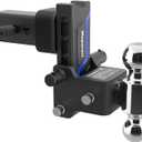 Adjustable Trailer Hitch, Heavy Duty Tow Hitch Fits 2.5" Receiver, Dual Ball (2" x 2-5/16"), 5" Drop, 19,000 GTW, with Dual Locking Pins