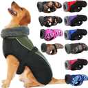 IECOii Extra Warm Reflective Adjustable Dog Jacket - Fleece Turtleneck Winter Coat, Large(Chest:20.9-24.4 in), Army Green