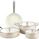 Pyrex 7-Piece Ceramic Cookware Set, Pots and Pans with Lids & Handles