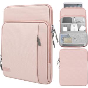 MoKo 9-11 Inch Tablet Sleeve Bag Carrying Case with Storage Pockets Fits New 11-inch iPad Air M4 2026/iPad Pro M5, iPad Pro/A16 11, iPad Air 5/4th 10.9, iPad 9/8th 10.2, Tab S8/S9 11, Pink