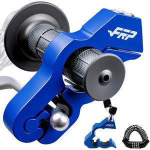 FRP Motorcycle Grip Lock - Universal Anti-Theft Handlebar Security for Bikes, Scooters & ATVs - Brake/Throttle Lock with Helmet Hook,Blue