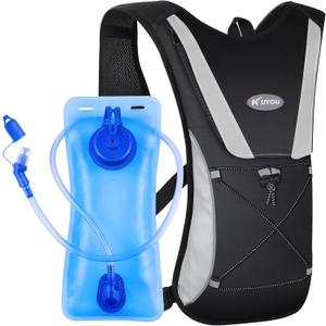 KUYOU Running Hydration Vest - Lightweight Insulated Hydration Backpack with 2L Water Bladder, Adjustable Chest Straps and Reflective Water Backpack for Running Marathon Race Hiking Cycling (Black)