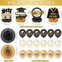 Graduation Decorations 2026 Black and Gold Party Decor Includes Congrats Grad Banner, Class of 2026 Backdrop, Paper Fan Honeycomb Centerpieces Balloons Complete Party Supplies for College High School