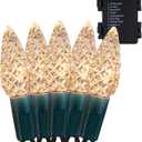 Twinkle Star C6 Christmas String Lights, 50 LED 17ft Battery Operated Fairy Lights with 8 Lighting Modes, Indoor Outdoor Waterproof Lights for Patio Garden Party Wedding Xmas Decoration, Warm White