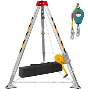 Confined Space Tripod Kit,1200 lbs Lifting Winch,Confined Space Rescue Tripod with 4.4' to 7' Legs and 98' Cable,Traditional Confined Spaces with 32.8' Protection and Storage Bag
