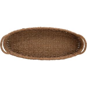 Creative Co-Op Decorative Oval Woven Seagrass Tray with Handles 