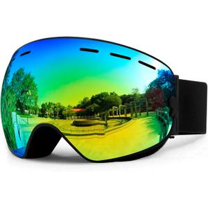 SPOSUNE Ski Goggles Over Glasses - Snow Goggle for Men Women Youth Snowboard Skiing - UV400 Anti-Fog Snowmobile Goggles (Sg-003-golden)