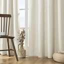 Joydeco Linen Curtains 84 Inch Length 2 Panels,Light Filtering Drapes 52 Inches Wide with Back Tab Rod Pockets (84" L x 52" W, Ivory on Linen)