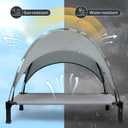 Heeyoo Elevated Dog Bed with Canopy, Outdoor Dog Bed Cot with Removable Shade Tent, Portable Raised Pet Cot Cooling Bed for Dogs and Cats, Grey, 51" x 36"