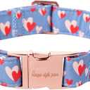 Unique style paws Valentine's Day Dog Collar Metal Buckle Collar Blue Pink Love Heart Gift for Small Medium Large Boys Girls Dogs Wedding