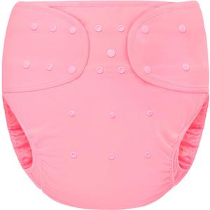 Littleforbig Washable Adjustable Reusable Waterproof Primary Comfort Cloth Adult Diaper Wrap Cover One Size Pink
