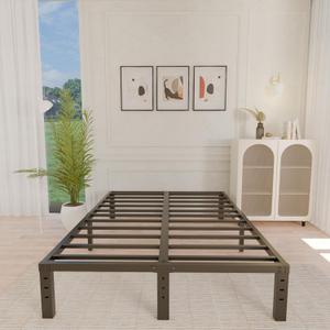 ALDRICH 12 Inch Metal Full Size Bed Frame - Double Black Basic Steel Slats Platform, Easy Assembly Heavy Duty Noise Free Bedframes, No Box Spring Needed
