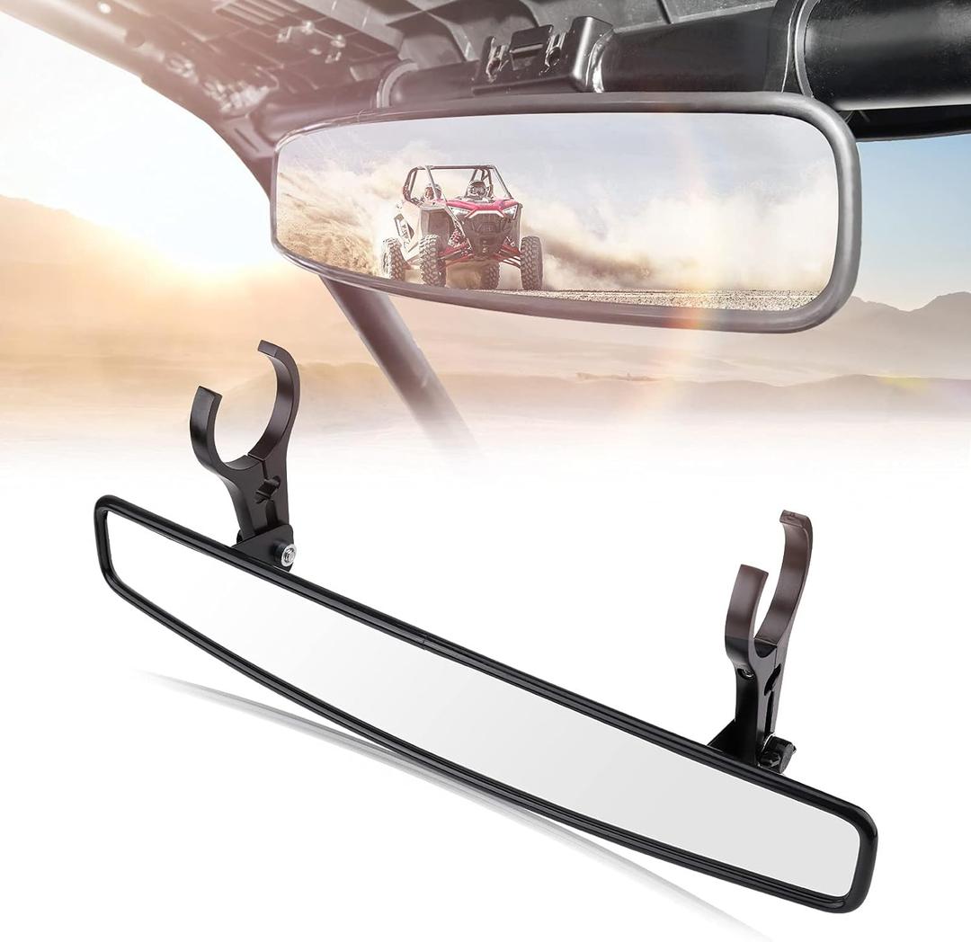 17" UTV Rear View Center Mirror, kemimoto UTV Race Mirror with 3/4 1.75" or 2" Clamps Compatible with 2021 Polaris RZR, Pioneer, Can Am Commander Maverick Talon 1000R 1000X