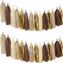 20PCS Brown Tan Cream Gold DIY Tissue Tassel Garland Party Tassel Banner Bunting Streamer for Valentine's Day Birthday Wedding Party