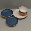 Grow Forward 16-piece Premium Wheat Straw Dinnerware Sets for 4 - Unbreakable Dishwasher & Microwave Safe Plastic Plates and Bowls Sets - Patio, Outdoors, RV, Camping Dishes - Tropical