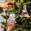 2 Pcs 3D Christmas Book Ornament for Tree 2025 Resin Book Lovers Gifts for Christmas Tree Hanging Ornaments Reading Library Club Decoration Gift for Bookworm Teacher Librarian Bookshelf