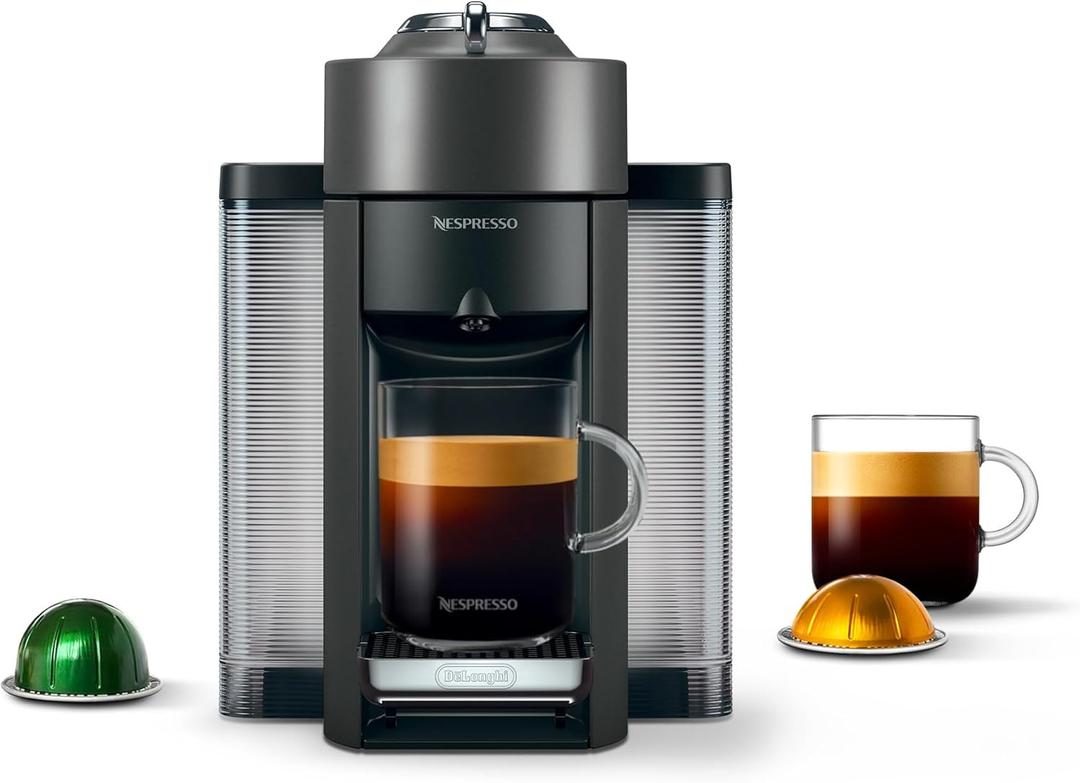Nespresso Vertuo Coffee & Espresso Maker by De'Longhi
Graphite metal coffee machine. Brews 4 cup sizes with Centrifusion extraction for barista-grade coffee and espresso at home.