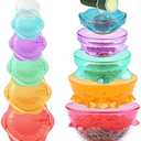 DeliOne Silicone Stretch Lids for Kitchen Food Storage – Durable,Reusable + Expandable Bowl Covers for Cup or Square Containers, Freezer, Microwave,and Dishwasher Safe,Mixing Size, 5-Pack, Color