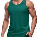 MAGCOMSEN Men's UPF 50+ Tank Top Quick Dry Summer Workout Muscle Sleeveless Shirts for Swim Beach Bodybuilding (Green), Large
