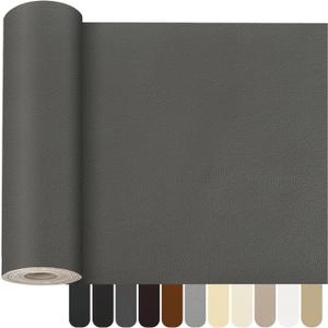 OcePor Self Adhesive Leather Repair Patch, 17x90 inch Leather Repair Tape, Leather Patches for Furniture, Vinyl Leather Repair Kit for Couches, Boat Seats, Furniture, Cars (Dark Gray)