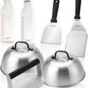 Onlyfire 7PCS Griddle Accessories Kit for Cooking Indoor or Outdoor, Multifunctional Grill Utensil for Blackstone Including Melting Dome, Grill BBQ Spatulas, Chopper/Scraper, Liquid Dispensers, Grill Press Great