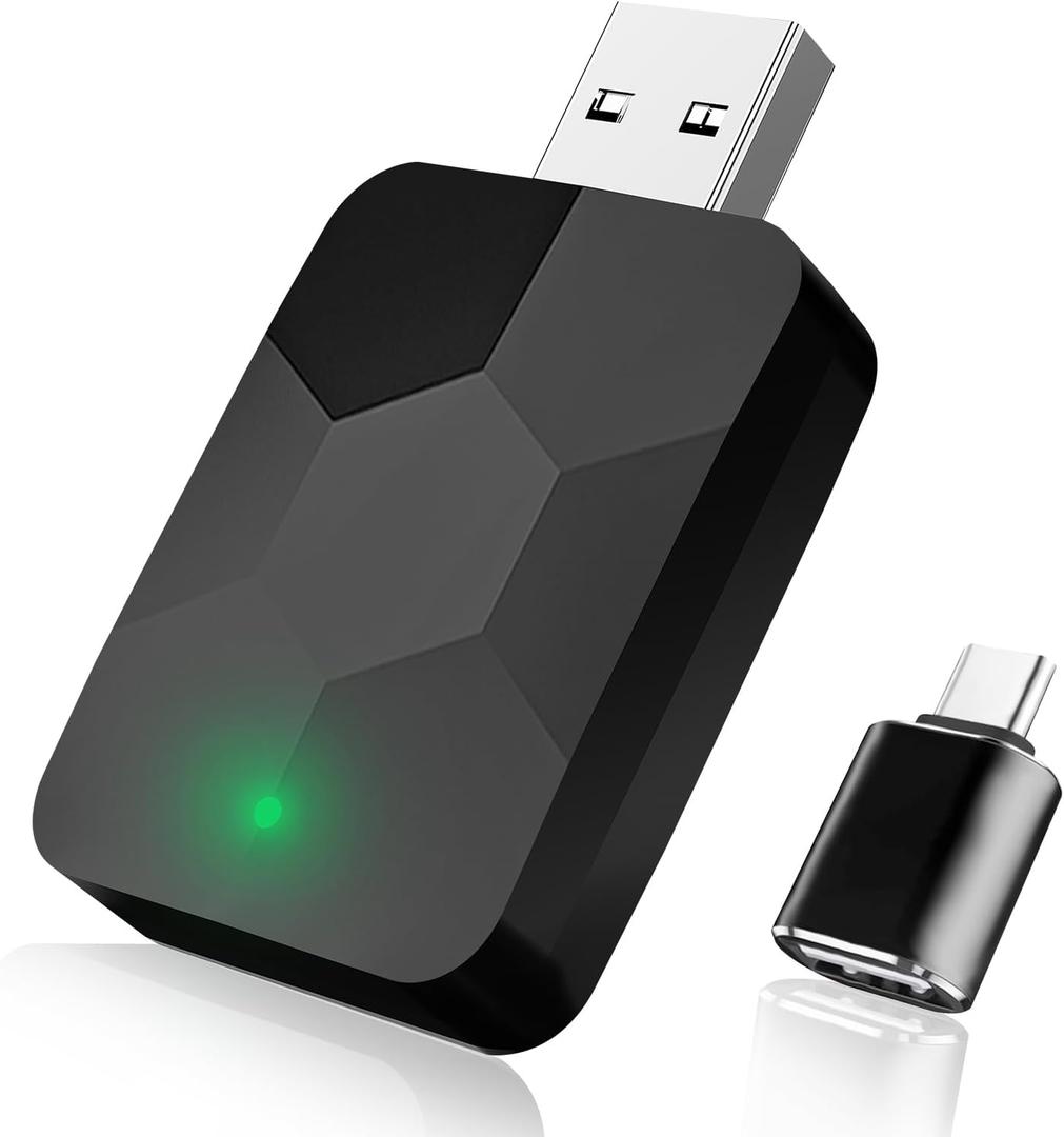 Wireless CarPlay Adapter - Convert Wired to Wireless CarPlay Dongle, 2-in-1 Mini Size CarPlay & Android Auto, Plug & Play for Factory CarPlay Cars, 5Ghz WiFi Fast Auto Connect