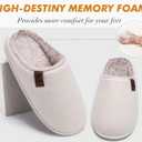 COFACE Mens Cozy Memory Foam Scuff Slippers Casual Slip On Warm House Shoes Indoor/Outdoor Sandal Slippers With Arch Support Rubber Sole Size 7-15 (Beige)