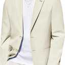 PJ PAUL JONES Mens Blazer Casual Linen Sport Coat Two Button Lightweight Suit Blazer Jackets (Beige)